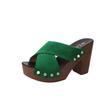 Summer fish mouth one-word rivet cross strap high heel thick bottom waterproof table sandals women
