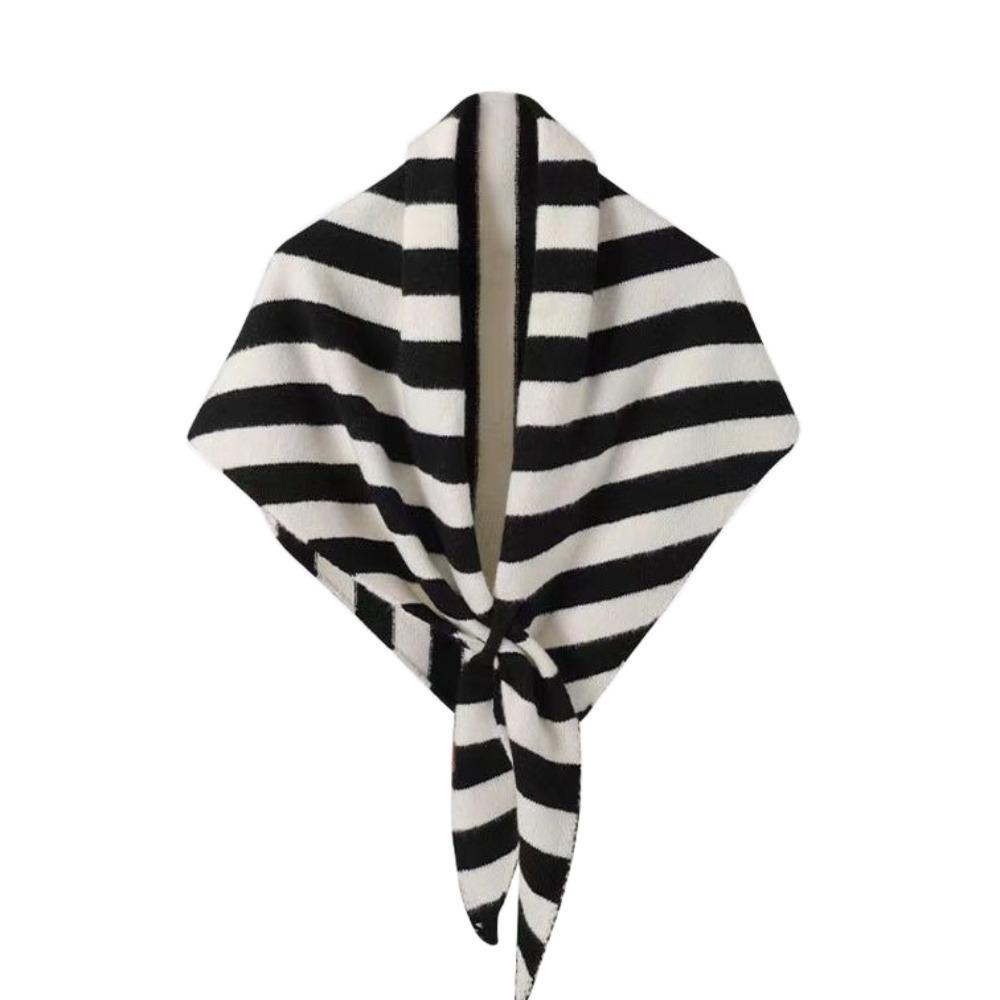 Plush Knitted Triangle Scarf Korean Style Cape Wraps Retro Striped Scarf  Autumn Winter