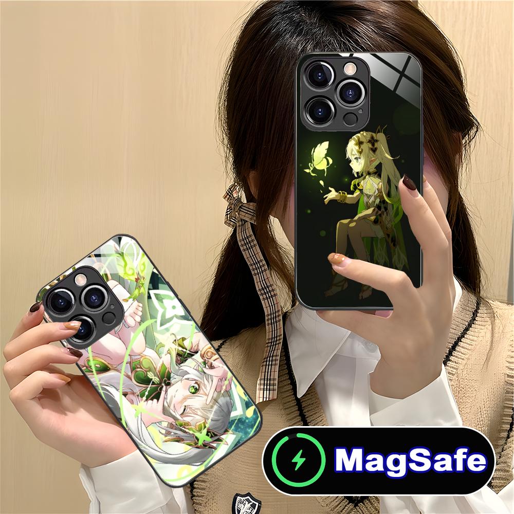 Genshin Impact Nahida Phone Case for iPhone 16 15 14 13 12 11 Pro Max Plus Mini MagSafe Glass Colour Printing Pretty Smartphone