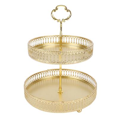 Tiered Tray Easy Assembly Metal Large Capacity 2 Tier Serving Stand for Fruit Dessert Cake Snack