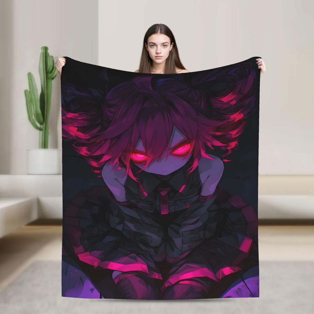 Teto Kasane Chibi Cartoon Anime Blanket Warm Novelty Plush Throw Blanket For Couch Chair Sofa Bed Flannel Bedspread Bed Cover
