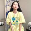 Milk Yellow Cotton Short-sleeved T-shirt Women's New Summer American Loose Niche Design Half-sleeved Top Ins