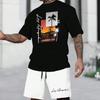 3D Printed Men's Short Sleeved Fashionable T-shirt Dopamine Beach Casual Shorts Set Soft and Comfortable