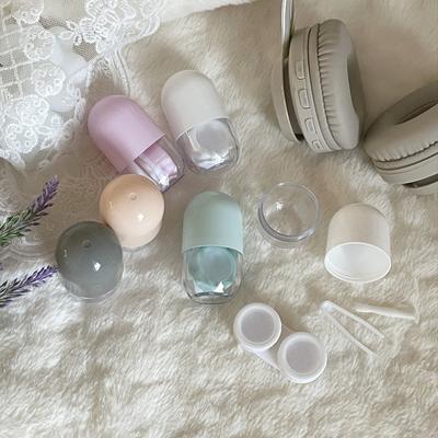 1PC Candy Color Contact Lenses Box Solid Color Portable Contact Lens Case with Tweezer Suction Stick Set for Travel Kit Holder