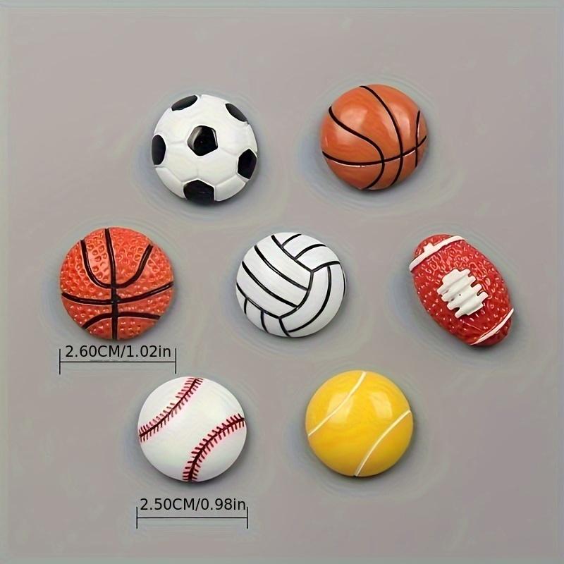 Sports Magnetic Fridge Magnets - Basketball,Soccer, Tennis,, Volleyball - Non-Toxic ABS Resin Magnetic Decorations with Football