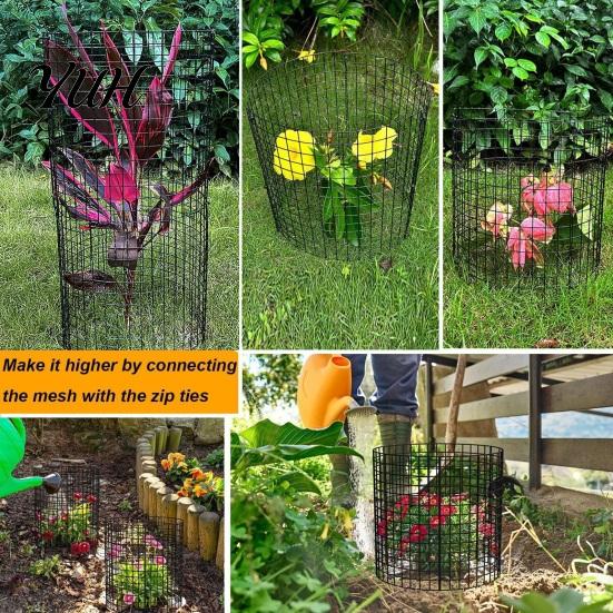 Yard Pet Barrier Plant Protector Cage, Wire Mesh Panels with Stakes And Zip Ties, Metal Squirrel Deterrent for Plants Cage Protecting Vegetables
