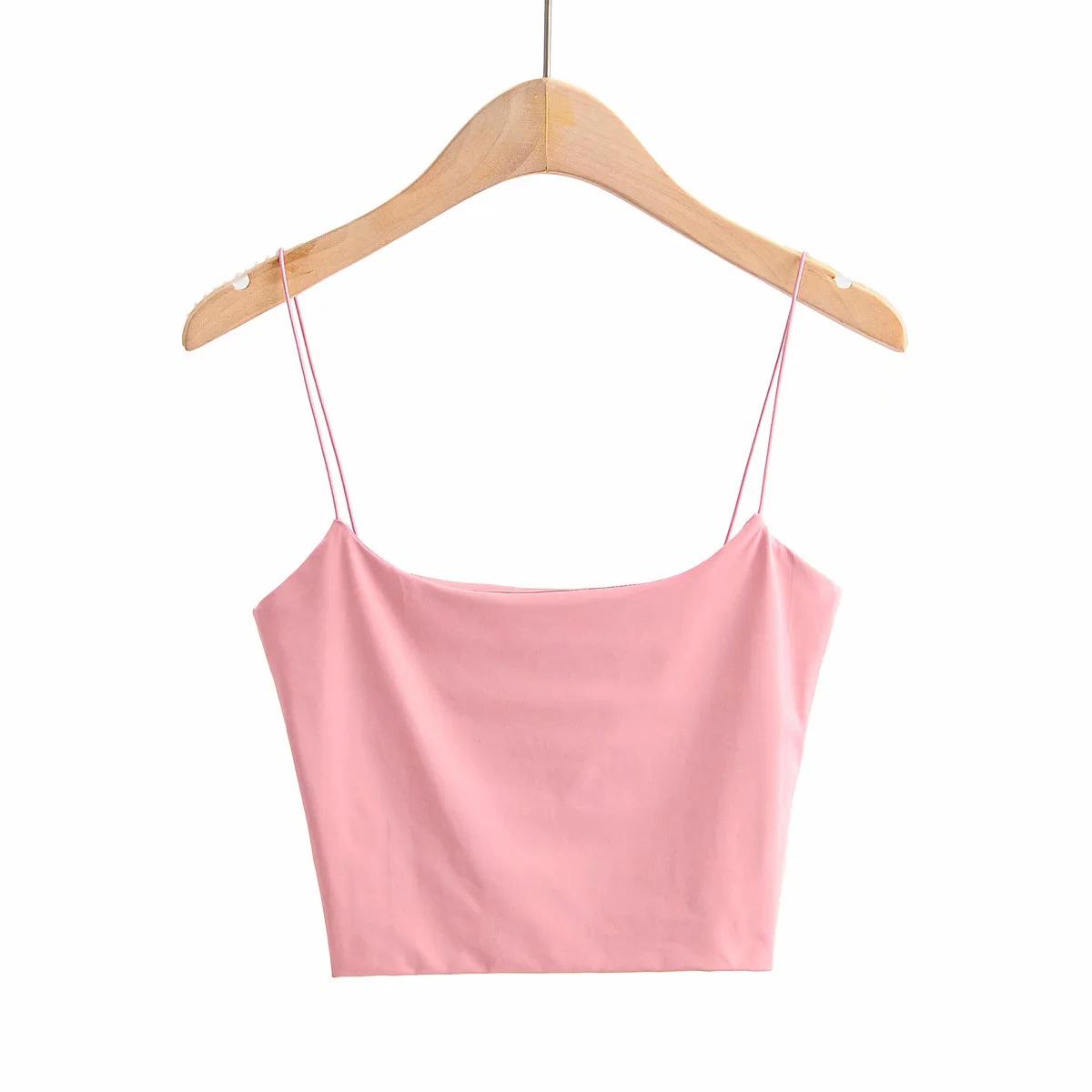 

2023 Весна/Лето Узкий Топ-Жилет с U-образным вырезом в Однотонном Цвете с Тонкими Подтяжками для Женщин Large