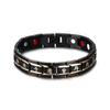 Schwarz-Gold Edelstahl Magnetisches Armband mit Germanium und Negativ-Ionen Uhrenarmband