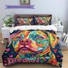 Colorful dog  Pattern Bedding Quilt Set Quilt Cover Pillowcase Home Decoration  Gift (1 * duvet cover + 2 * pillowcase, without core)