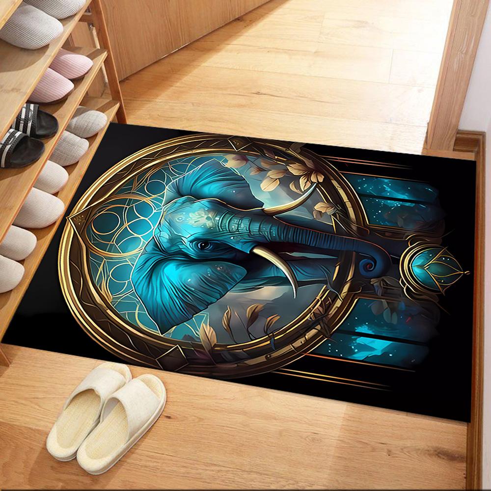 Colorful Elephant Artwork Floor Mats for Living Room, Bedroom and Room Decoration Are Suitable for Gifts.