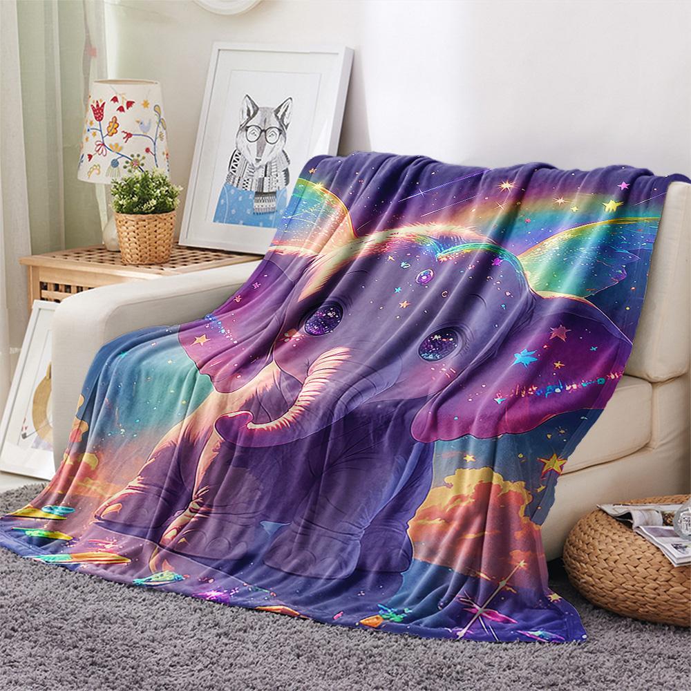 Elephant Print Flannel Blanket, High Quality Comfortable for All Seasons, Home Decor, Warmth and Comfort, Perfect for Christmas Gifts