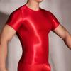 Comfortable Mens T-Shirt Male Nylon See Through Sheer Shiny