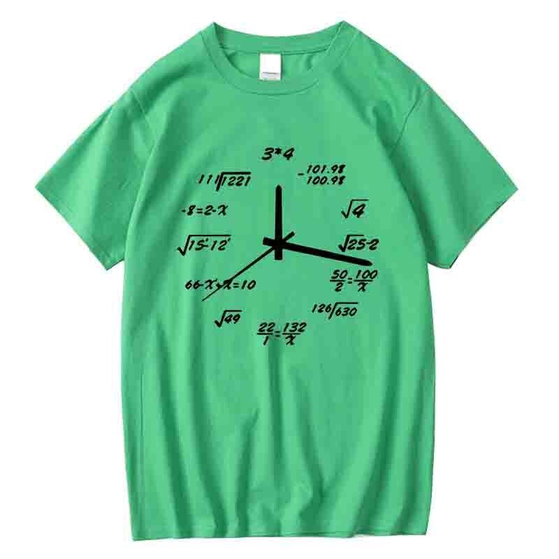 Mens Tshirt 100Cotton Casual Funny Math Clock Print Summer Loose Oneck T Shirt for Men Short Sleeve Cool Tshirt Male Tshirt