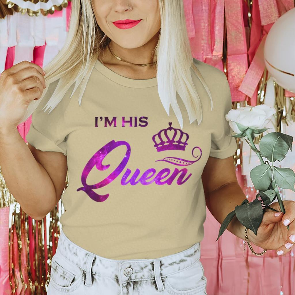 Vintage Starry Sky Style Im His QueenHer King T Shirt Women Men Fashion Crown Matching Tshirt Sweet Valentine Gifts Tshirts