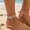 SHIXIN 2Pcs/Set New Bohemia Starfish Conch Anklet Women Vintage Resin Bead Leg Chain Summer Beach Party Barefoot Sandal Jewelry