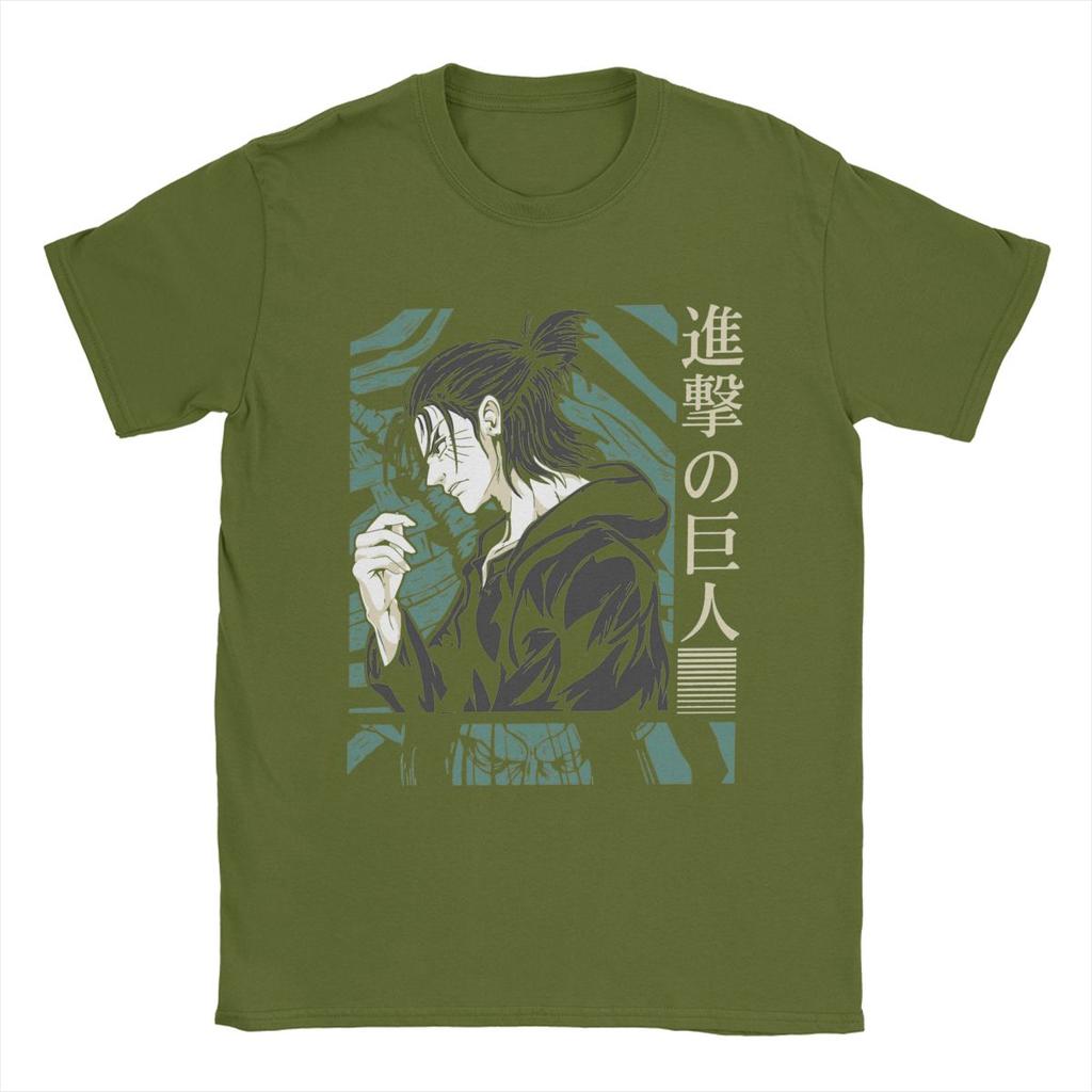 Humorvolle Hoffnung der Menschheit Eren Jeager Yeager AOT Anime T-Shirts Herren 100% Baumwolle T-Shirts Kurzarm T-Shirt Übergröße