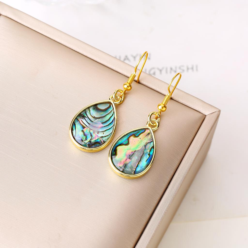 Natural Abalone Shell Square Teardrop Heart Shape Drop Earrings Classic for Women Girls New Trend Vacation Jewelry Daily Wear