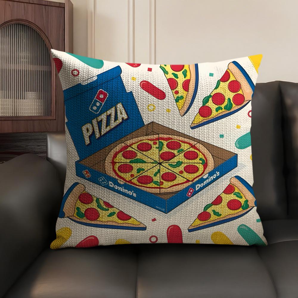 D-Domino'S Pizza Brand Cushion Cover Natural Linen Organic Fabric Double-Sided Printing Sofa Home Decor Gift Pillow Case