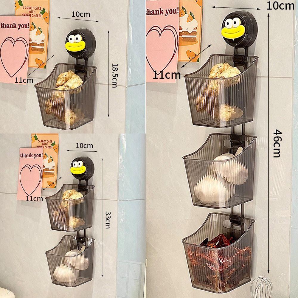Kein Stanzen Küchenaufbewahrungsbox Abtropfbares Regal Organizer Behälter Niedlicher Aufbewahrungskorb Badezimmer
