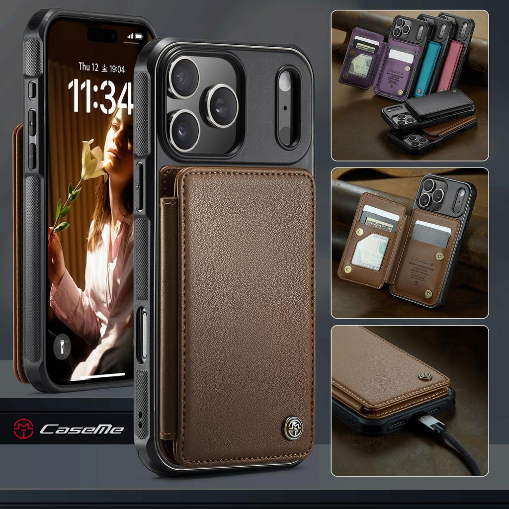 Wallet Card Holder Case for iPhone 17 16 15 14 13 12 11 Pro Max XS XR 6 7 8 Plus SE2 Artificial Leather Cover