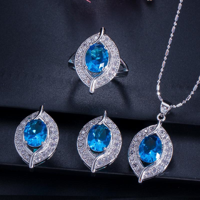 Jewelry Set, Bridal Jewelry Earrings Necklace Ring Three-Piece Chain Set