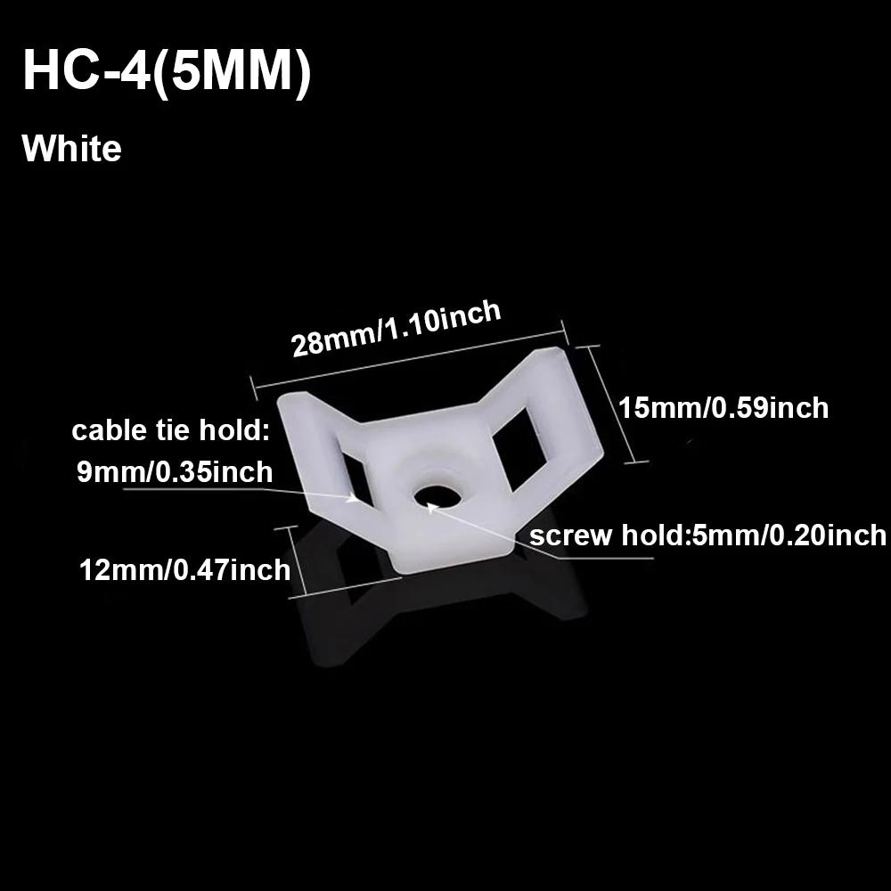 100Pcs Cable Tie Saddle Type Plastic Mount Base Wire Holder Fixing Seat Charging Data Line Winder Nylon HC-0~ HC-7,HC-1S~HC~2S
