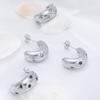 European and American retro style semicircular stainless steel diamond earrings high fashion light luxury women's titanium steel stud earrings