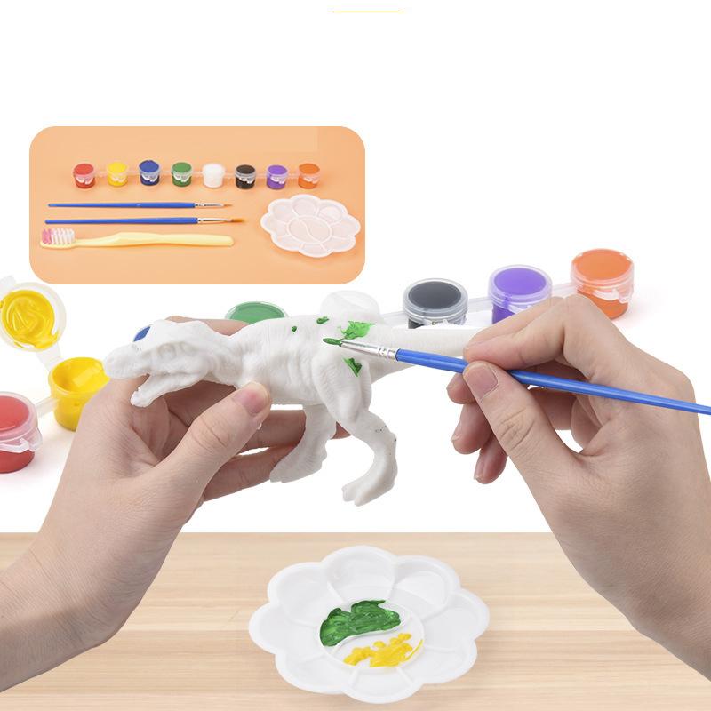 6 / 8Pcs DO-IT-YOURSELF Painted Graffiti Dinosaur White Embryo Animals Miniature Children s Learning Handmade Painting Vibrant Dinosaur Playthings