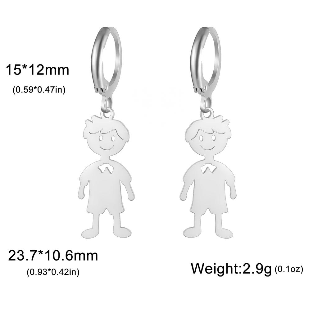 Cazador Girl Boy Child Earrings for Women Stainless Steel Cute Kids Drop Earrings Jewelry Gold Color Gift Wholesale Trendy