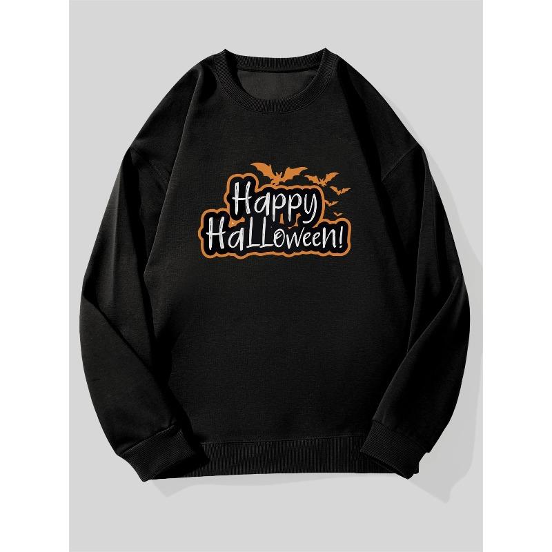 Men's Happy Halloween Sweater - Casual Loose Fit Round Neck Solid Color Pullover, Machine Washable Sweaters for Parties & Casual Attire