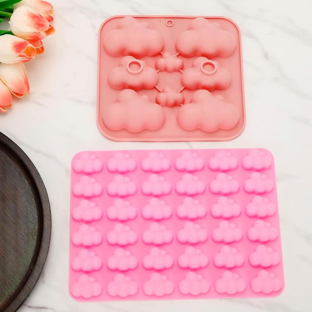 3 Pack 3D Cloud Shape Silicone Mold, Non-Stick Ice Cube Tray, Fondant Mold for Chocolate, Candy, Soap, Resin, and Baking Crafts