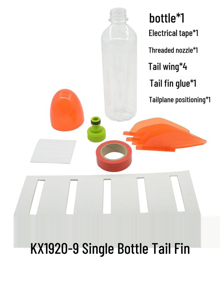 Water Rocket Kit: Science Experiment Materials with Nozzle, Parachute, Launcher, and Tail