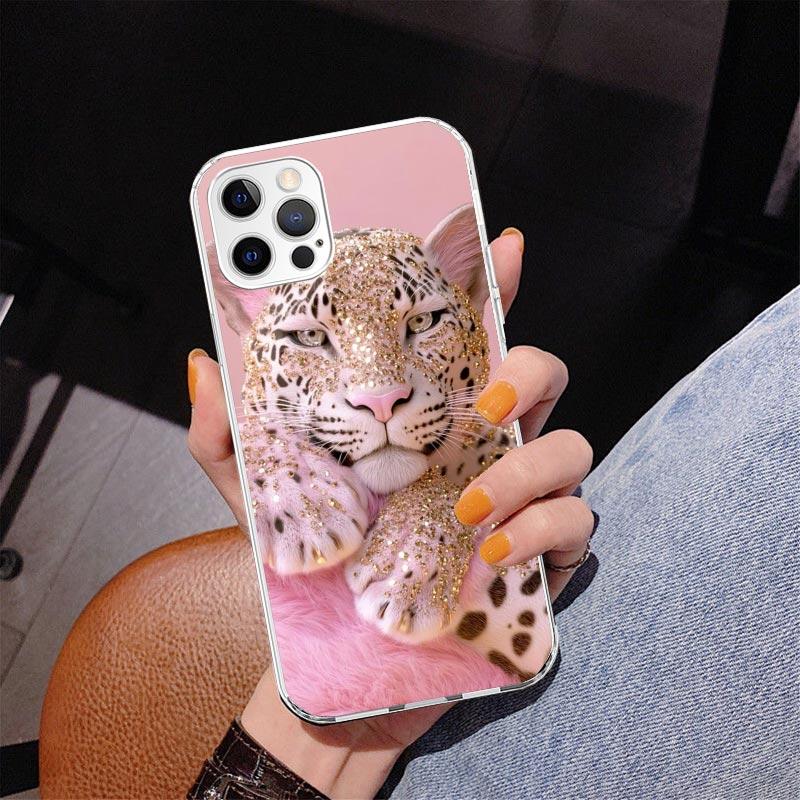 

Pink Leopard Print Phone Case For iPhone 13 12 Mini 11 Pro Max XS XR X SE 7 8 Plus 5S 5 6S 6 Gift Print Cover Fundas iPhone 15 Pro Max