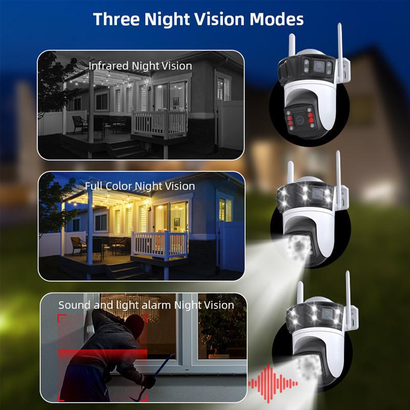 Q56 ICSEE Ultra HD Three-Lens Panoramic WiFi Outdoor Waterproof Camera