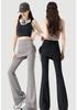 2026 Women's High-Waisted Faux Two-Piece Micro-Flare Yoga Pants - Anti-Exposure, Slimming, Casual Sportswear