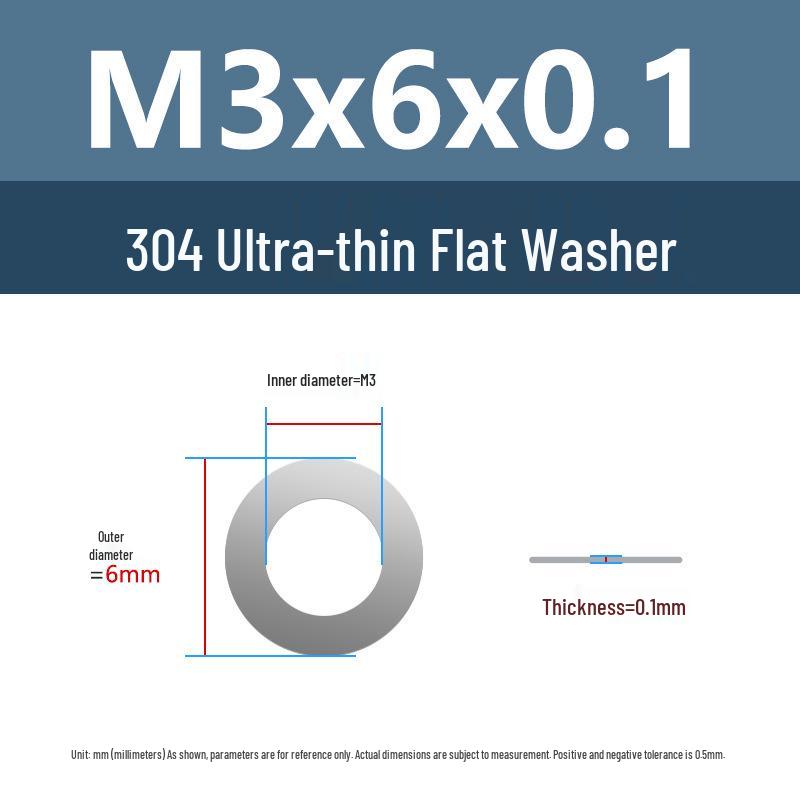Yigu 304 Stainless Steel Flat Washer Shim Ring (Sizes M3, M4, M5, M8)