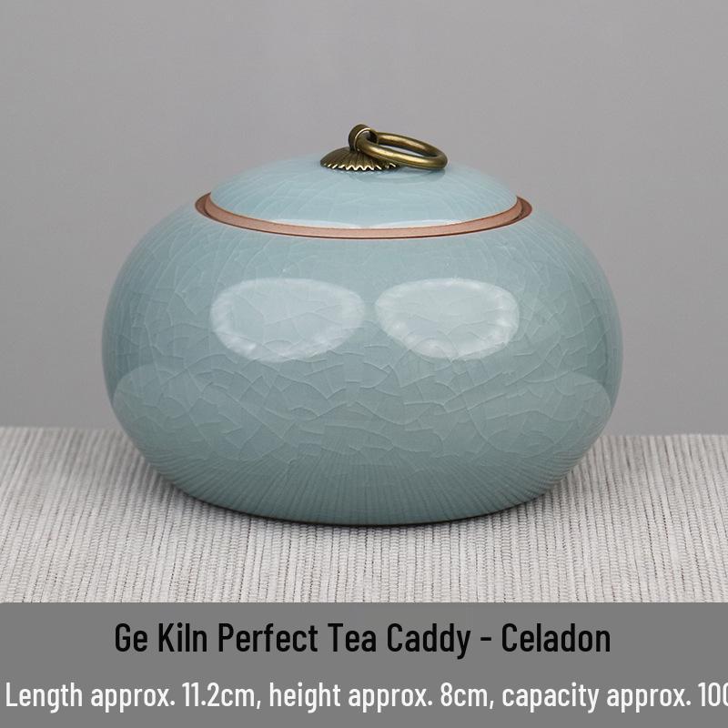 Ge Kiln Ceramic Tea Storage Jar: Chinese Style Sealed Can for Dried Fruit, Flower, and Tea Leaves.