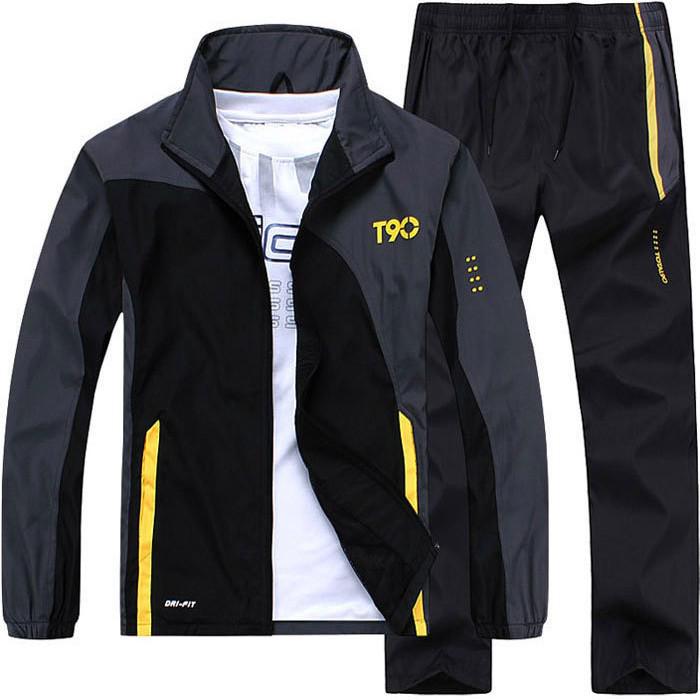 Herren Frühling/Herbst Sportbekleidungsset: Lässiger Trainingsanzug mit langen Ärmeln für Mittelalte und Ältere