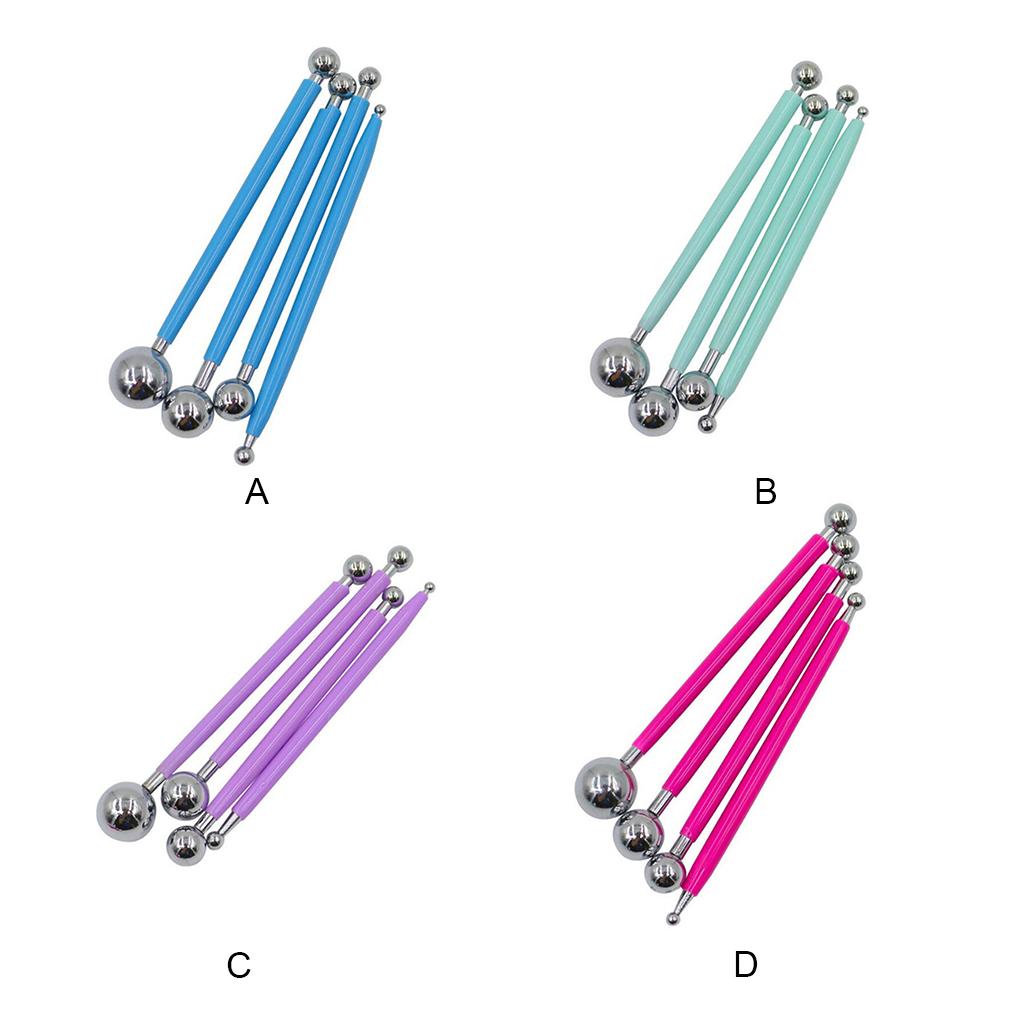 4Pcs Stainless Steel Tools Spherical Sugar Set Group Double Head Clay Sewing Pen Cake Cooking Accessory StylusProfessional