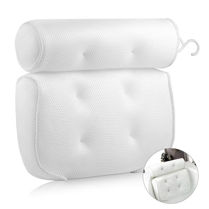 4D Mesh Bath Pillow - Neck & Back Support. 6 Suction Cups, Quick-Dry & Machine Washable. Ultimate Bathtub Relaxation!