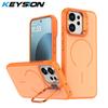 KEYSION Matte Skin Feel Lens Stand Phone Case for Magsafe for OPPO Reno14 F 5G Magnetic Shockproof Back Cover for OPPO Reno 14F