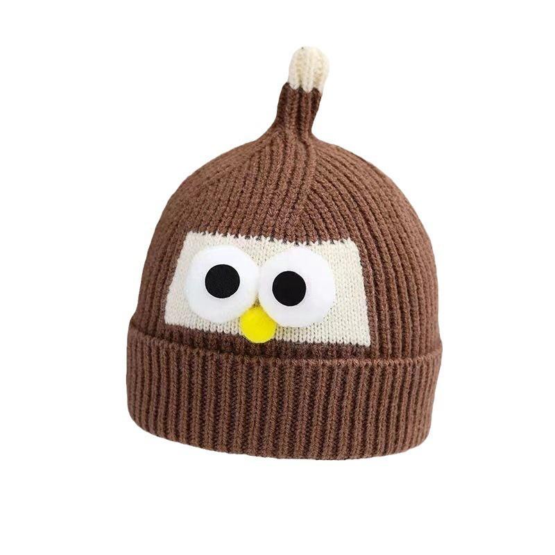 Baby wool hat autumn and winter children's warm pullover hat cute super cute big eyes men and women children knitted hat
