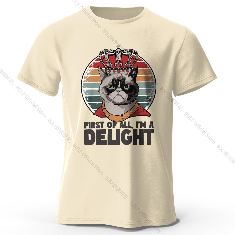 Men's First of All I'm A Delight Printed T-Shirt 100% Cotton Oversized Sassy Graphic Tees for Women Summer Confidence Streetwear