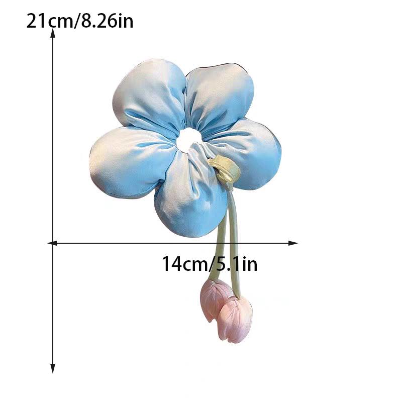 Spring Essentials Fabric Large Flower Hair Rope for Woman Fashion Bow Tassel Tulip Hair Ties Cute Girl Does Not Hurt The Hair Sc