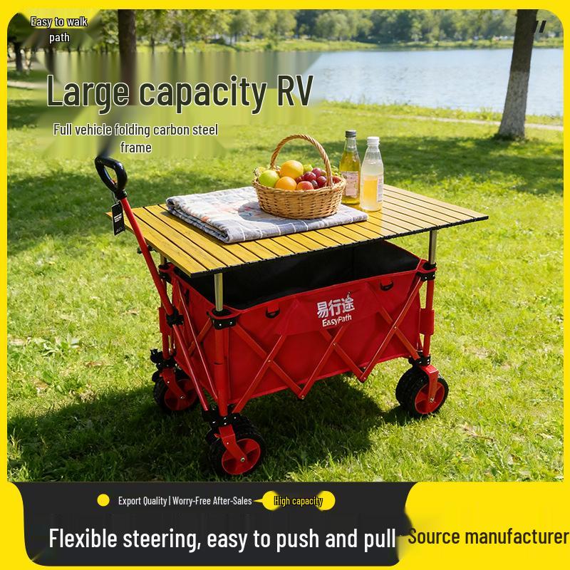 Portable Folding Handcart: Easy Storage Camping Cart & Kids Picnic Wagon