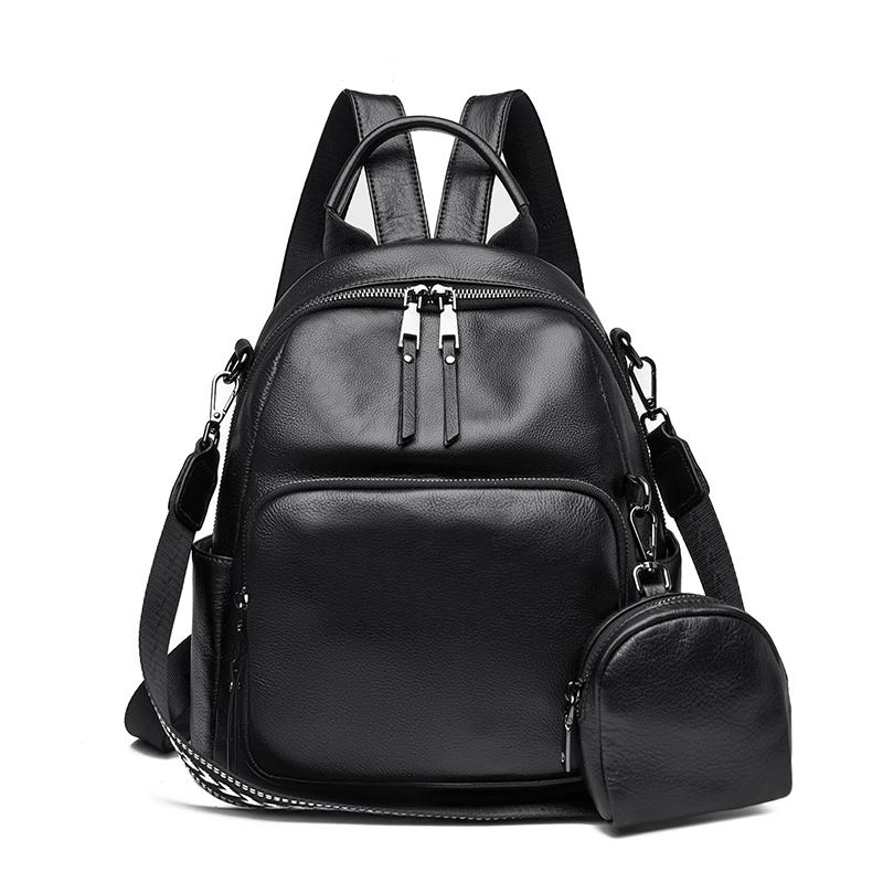 100% Echtes Rindsleder Damen Rucksäcke Große Kapazität Schulrucksack Damen Reise Rucksack für Mädchen Umhängetaschen Geldbörse