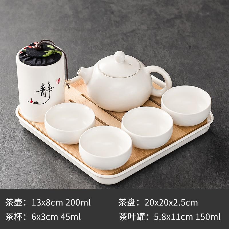 Purple Clay Ceramic Kung Fu Tea Set Home Teapot Set with Portable Tea Tray and Tea Caddy