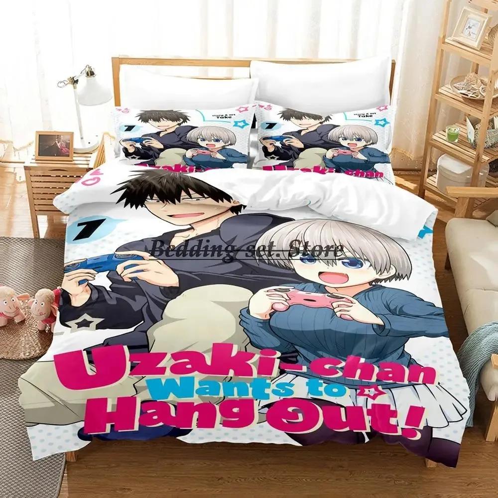 

Uzaki-Chan Wants To Hang Out! Bedding Set Single Twin Full Queen King Size Bed Set Aldult Kid Bedroom Duvetcover Sets 3D Anime 70x133cm 2pcs