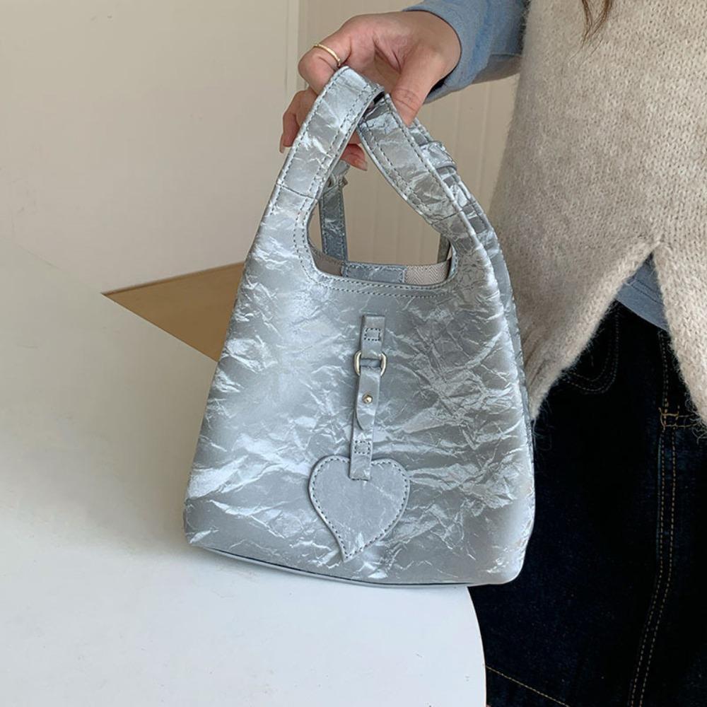 

Элегантная женская сумка-ведро из ПУ кожи, на плечо, модная сумка с принтом любовь , для девушек серый