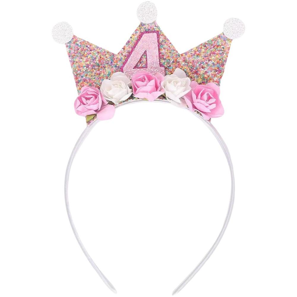 Kids' 2-6Y Flower Crown Hairband Sparkle Girl's Headbands Cute Princess Hair Band Hair Accessory